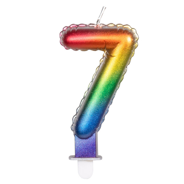 Regenbogen-Kerze 7 Jahre 8cm