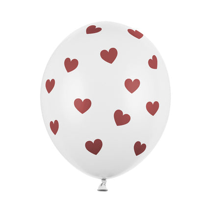 Weiße Ballons Burgundy Dots 30cm 6Stk.