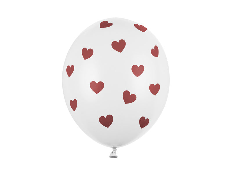 Weiße Ballons Burgundy Dots 30cm 6Stk.