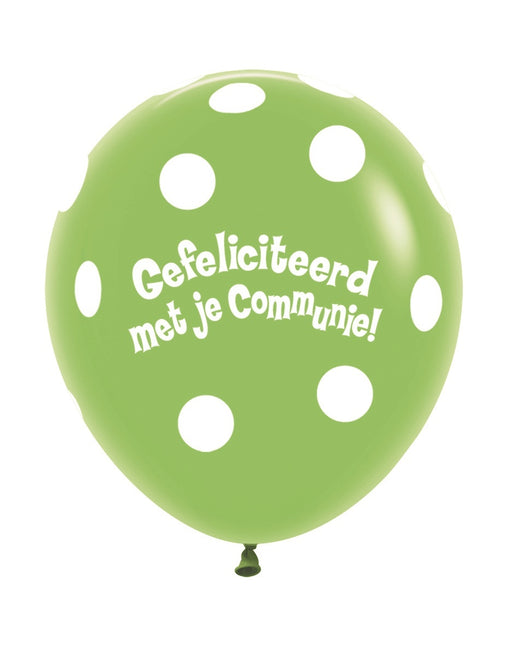 Ballons Kommunion Polka Dots Limettengrün 45cm 25Stk.