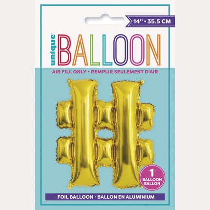 Folienballon Hashtag Gold Empty 15.2cm