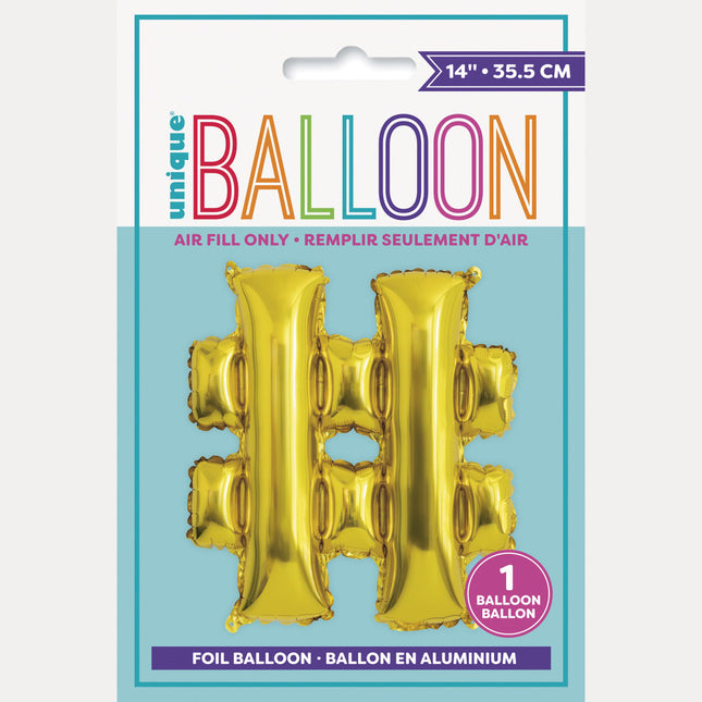 Folienballon Hashtag Gold Empty 15.2cm