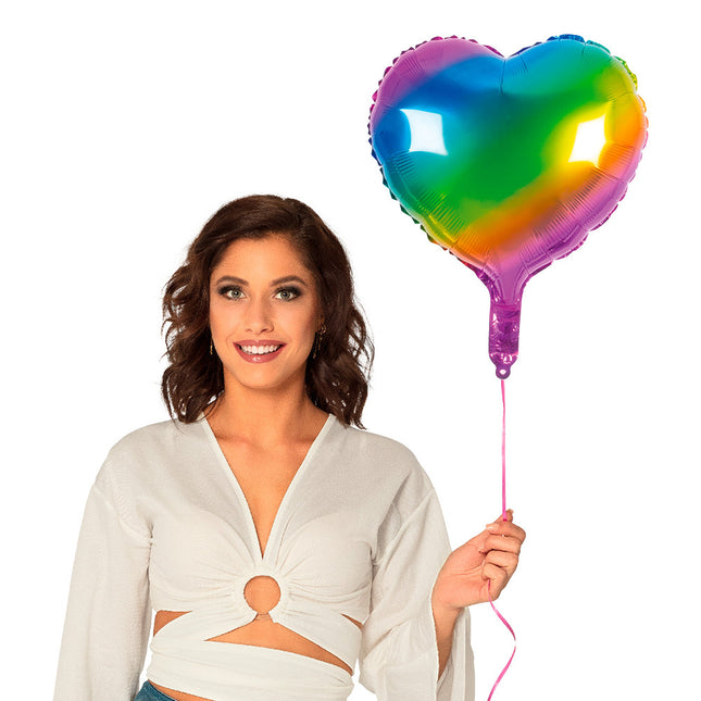 Regenbogen Helium Ballon Herz Leer 45cm