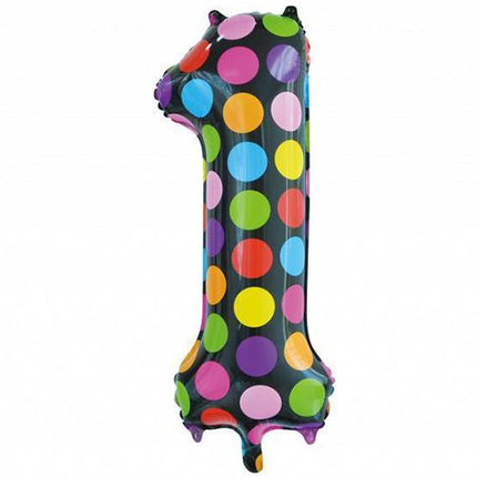 Folienballon Nummer 1 Dots XL 86cm leer