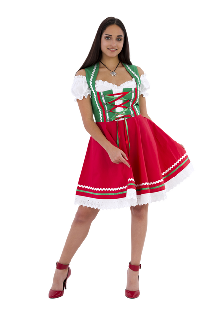 Oktoberfest Dirndlkleid Oktoberfest Rot Grün Damen 2 Stück