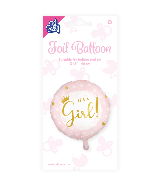 Geburt Helium Ballon It's A Girl Empty 45cm