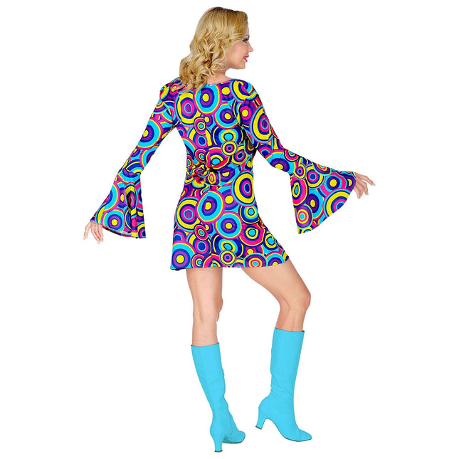 Disco 70S Kleid Blau Lila Damen