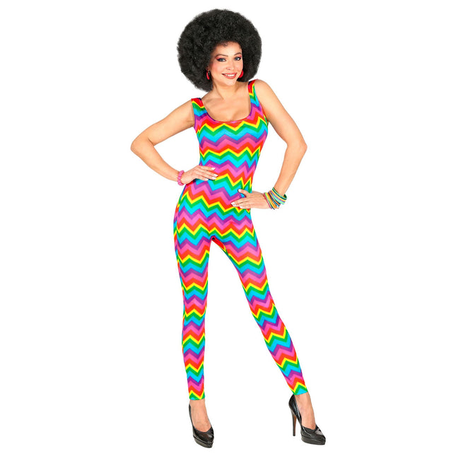 Disco 70S Jumpsuit Ladies Groovy