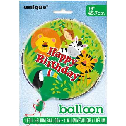 Helium Ballon Happy Birthday Dschungel 45cm leer