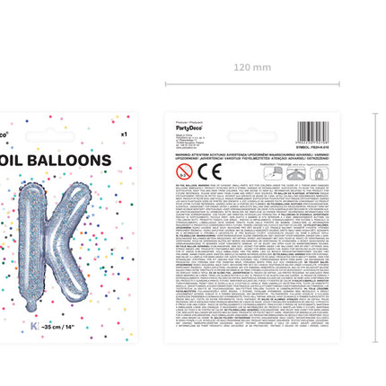 Folienballon Buchstabe K Holographisch Leer 35cm