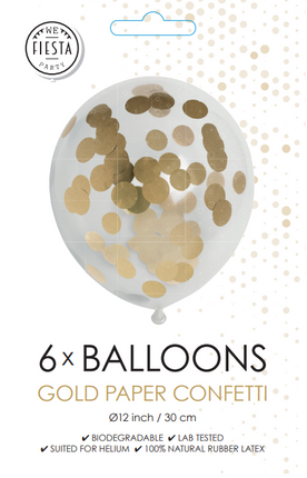 Konfetti Ballons Gold 30cm 6Stk