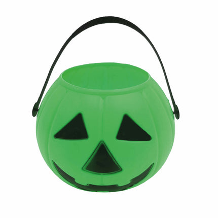 Grüner Halloween Süßigkeiteneimer Kürbis 15cm