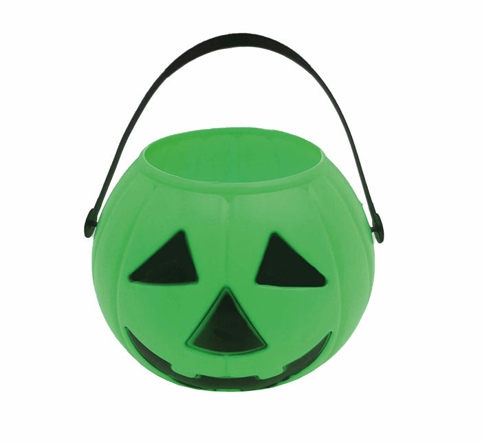 Grüner Halloween Süßigkeiteneimer Kürbis 15cm