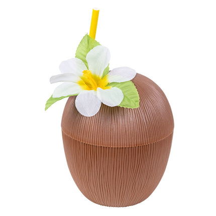 Kokosnuss Becher mit Blume Plastik 10cm