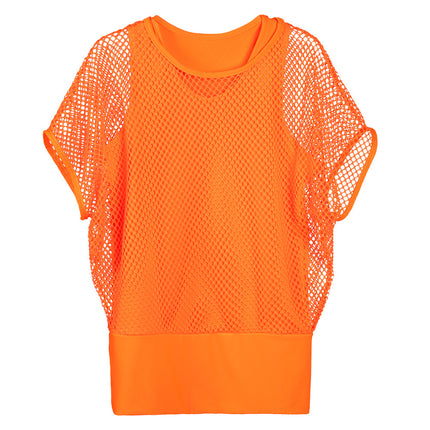 Fishnet Top Damen Orange M/L