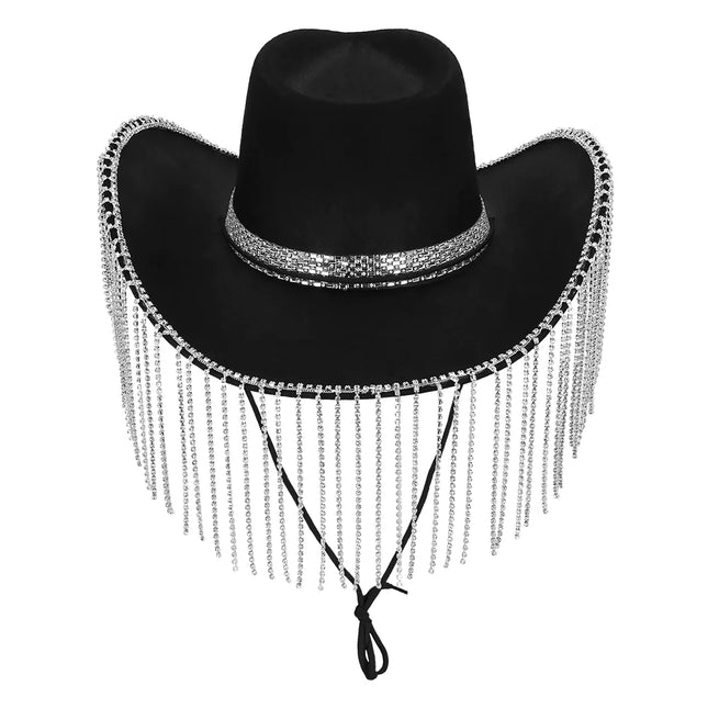 Cowgirl Hut Schwarz Glitter