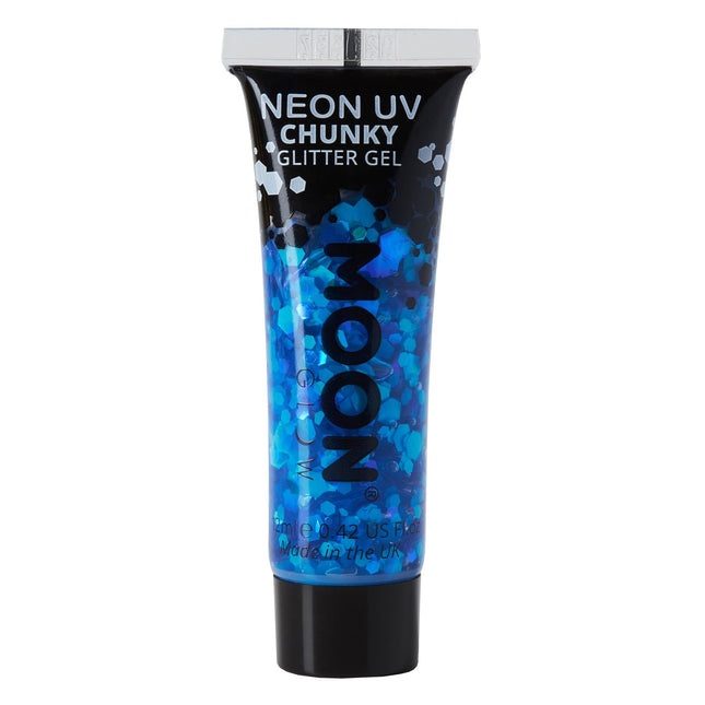 Moon Glow Neon UV Chunky Glitter Gel Blau 12ml