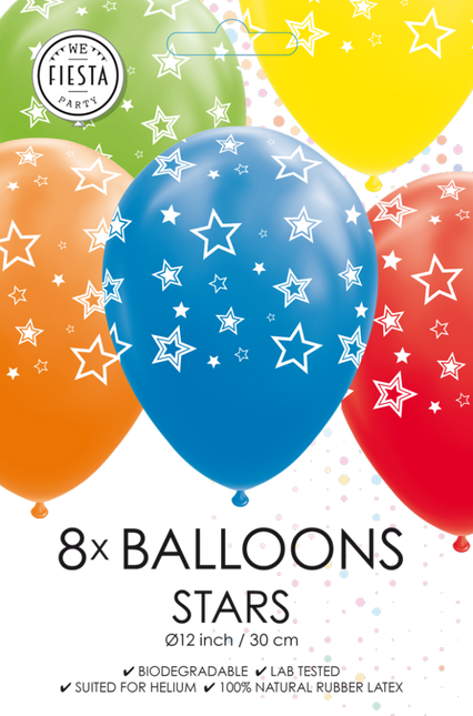 Sterne Ballons Bunt 30,5cm 8Stk