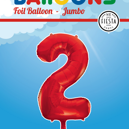 Folienballon Figur 2 Rot XL 86cm leer