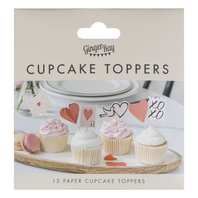 Rote Cupcake Toppers Liebe 12 Stk.