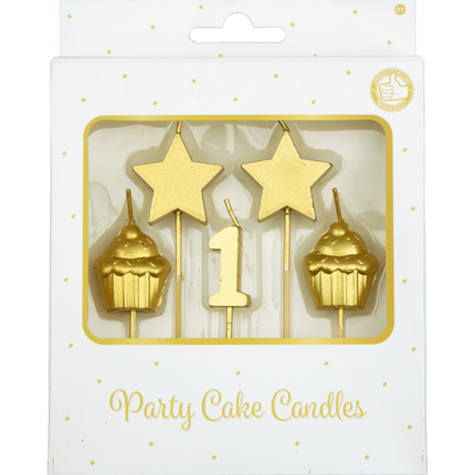 Kerzen 1 Jahr Cupcake Gold 17,5cm