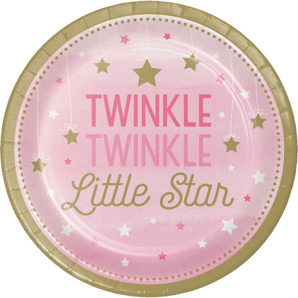 Rosa Teller Twinkle Twinkle Little Star 23cm 8Stk.