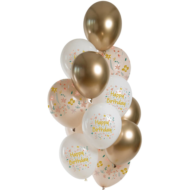 Alles Gute zum Geburtstag Ballons Blumen 33cm 12Stk