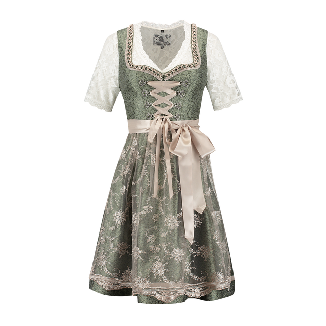 Rosa Weiß Creme Dirndlkleid Oktoberfest Damen Jaquard Grau