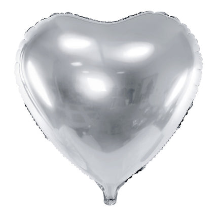 Helium Ballon Herz Silber Leer 45cm