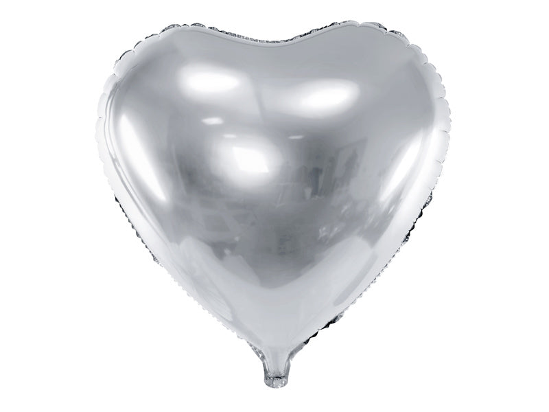 Helium Ballon Herz Silber Leer 45cm