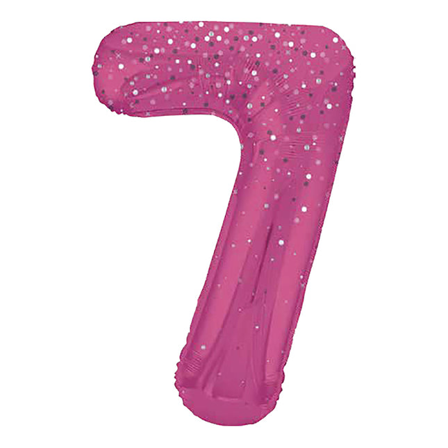 7 Jahre Figur Ballon Pink Dots 86cm