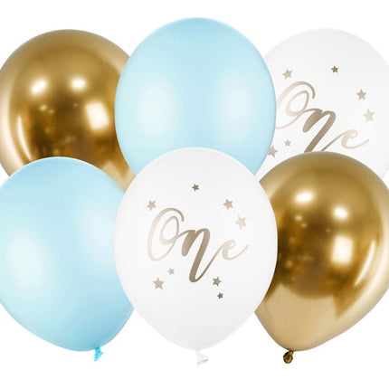 Ballons One Mix Blau 30cm 6Stk