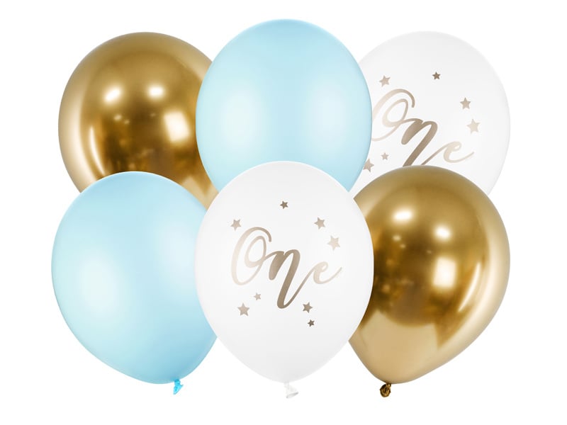 Ballons One Mix Blau 30cm 6Stk