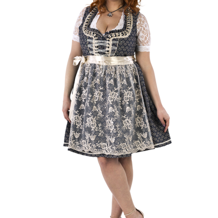 Blau Weiß Creme Dirndl Kleid Oktoberfest Frauen 2 Stück