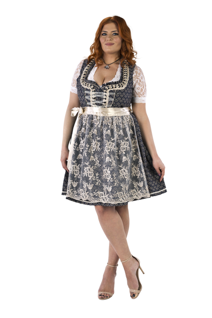 Blau Weiß Creme Dirndl Kleid Oktoberfest Frauen 2 Stück