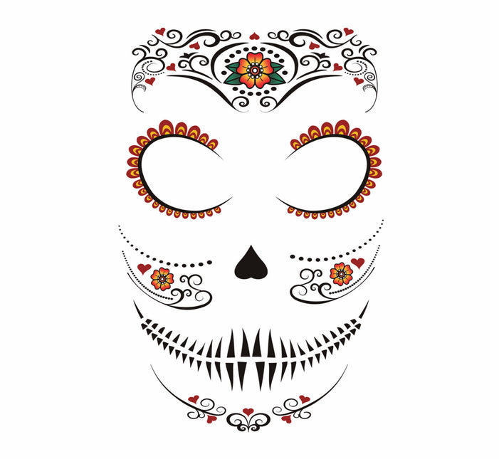 Dia De Los Muertos Gesichtsaufkleber 30x14 cm