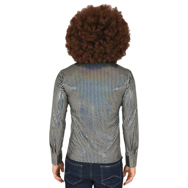 Disco 70S Bluse Silber Männer