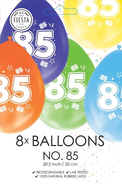 Bunte Ballons 85 Jahre 30cm 8Stück