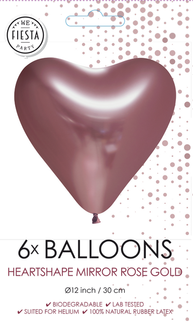 Herz Ballons Rose Gold 30cm 6Stück