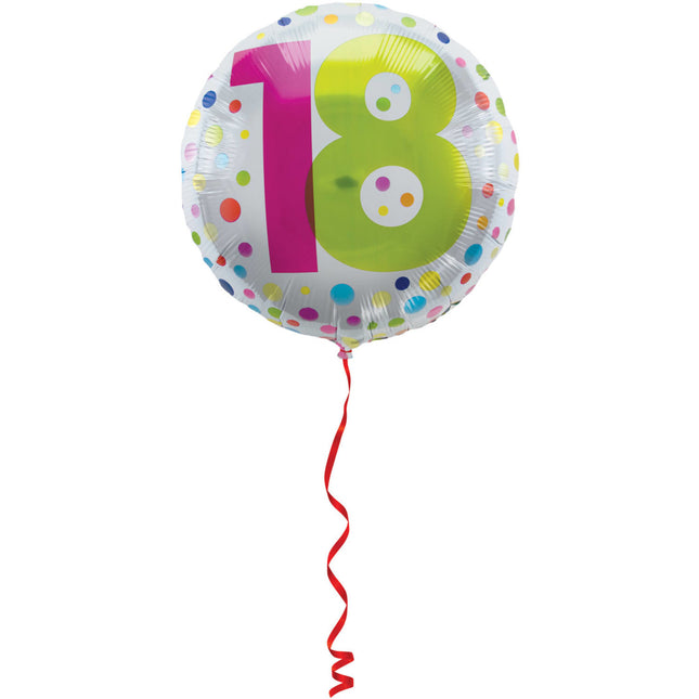 Helium Ballon 18 Jahre Dots 45cm leer