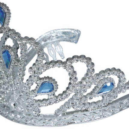 Tiara Silber Mädchen mit blauen Diamanten Kind