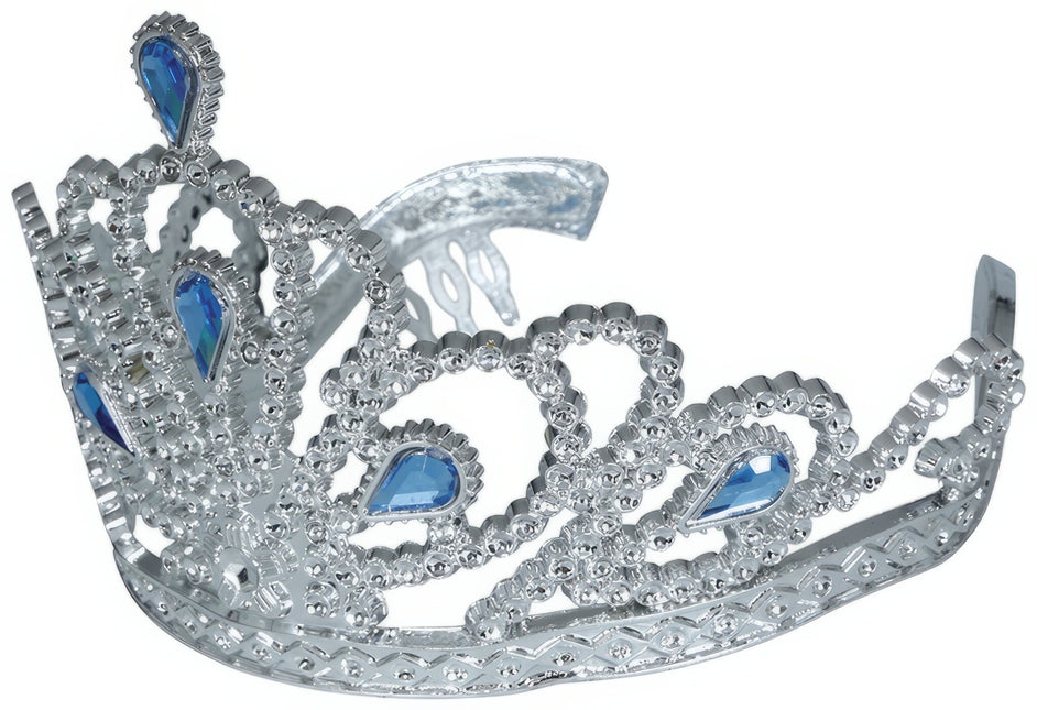 Tiara Silber Mädchen mit blauen Diamanten Kind