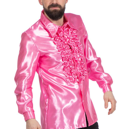 Disco Bluse Rüschen Rosa