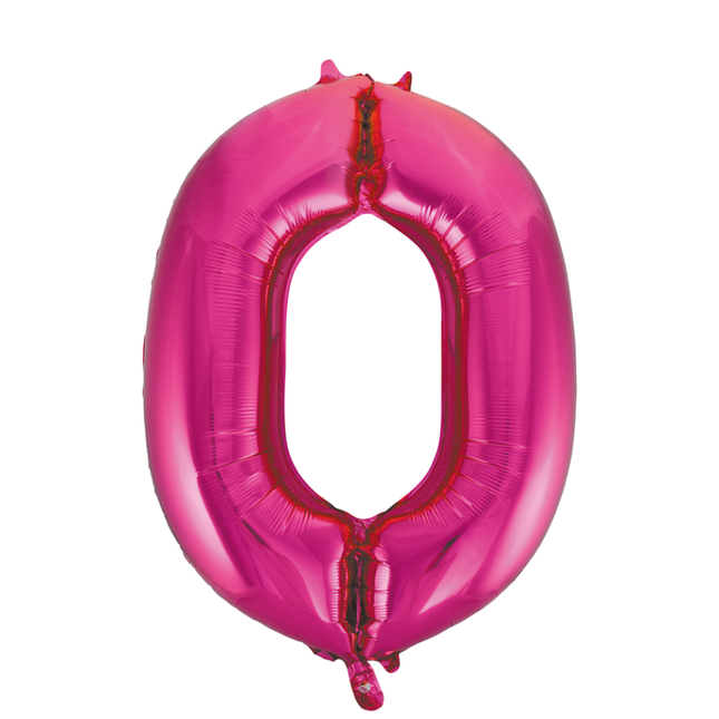 Folienballon Figur 0 Fuchsia XL 86cm leer