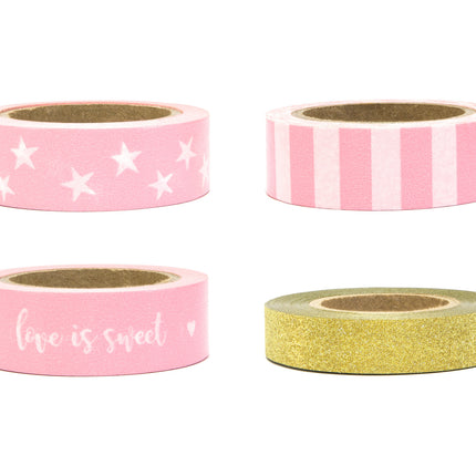 Washi Tape Hellrosa Gold 10m 4Stk