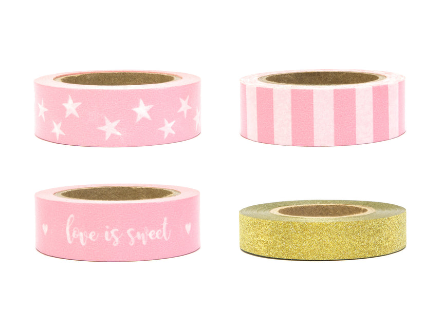 Washi Tape Hellrosa Gold 10m 4Stk