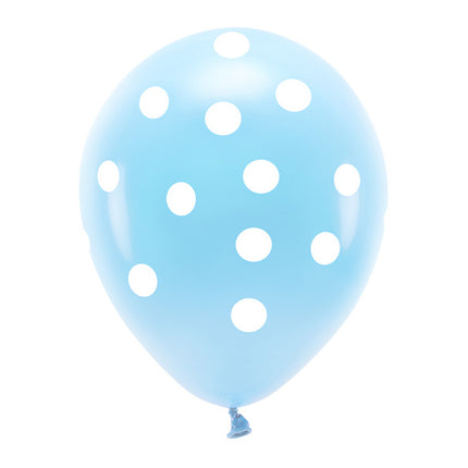 Hellblaue Ballons Weiße Punkte 33cm 6Stk