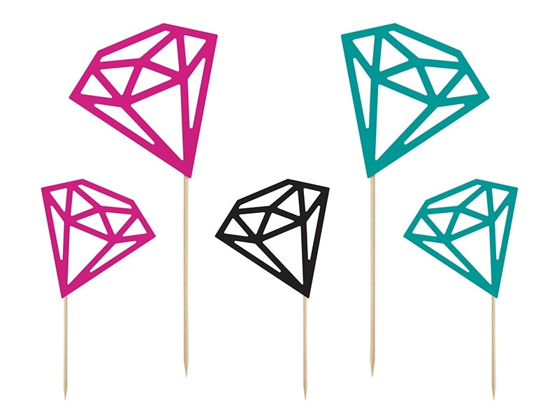 Cupcake Toppers Diamant 25,5cm 5Stk