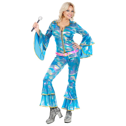 Disco 70S Jumpsuit Blau Damen