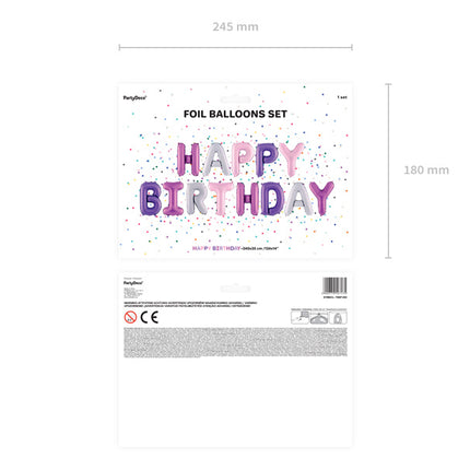 Buchstaben Ballon Set Happy Birthday Lila Mix Leer 3.4m